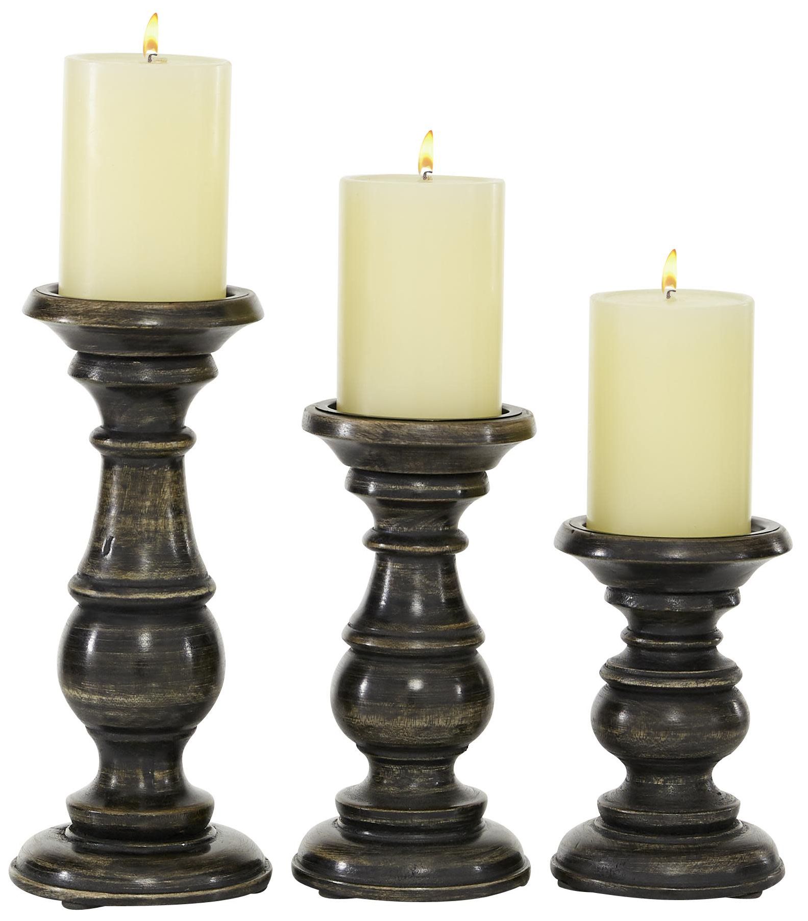 Image 2 Black Mango Wood Traditional Candle Hold