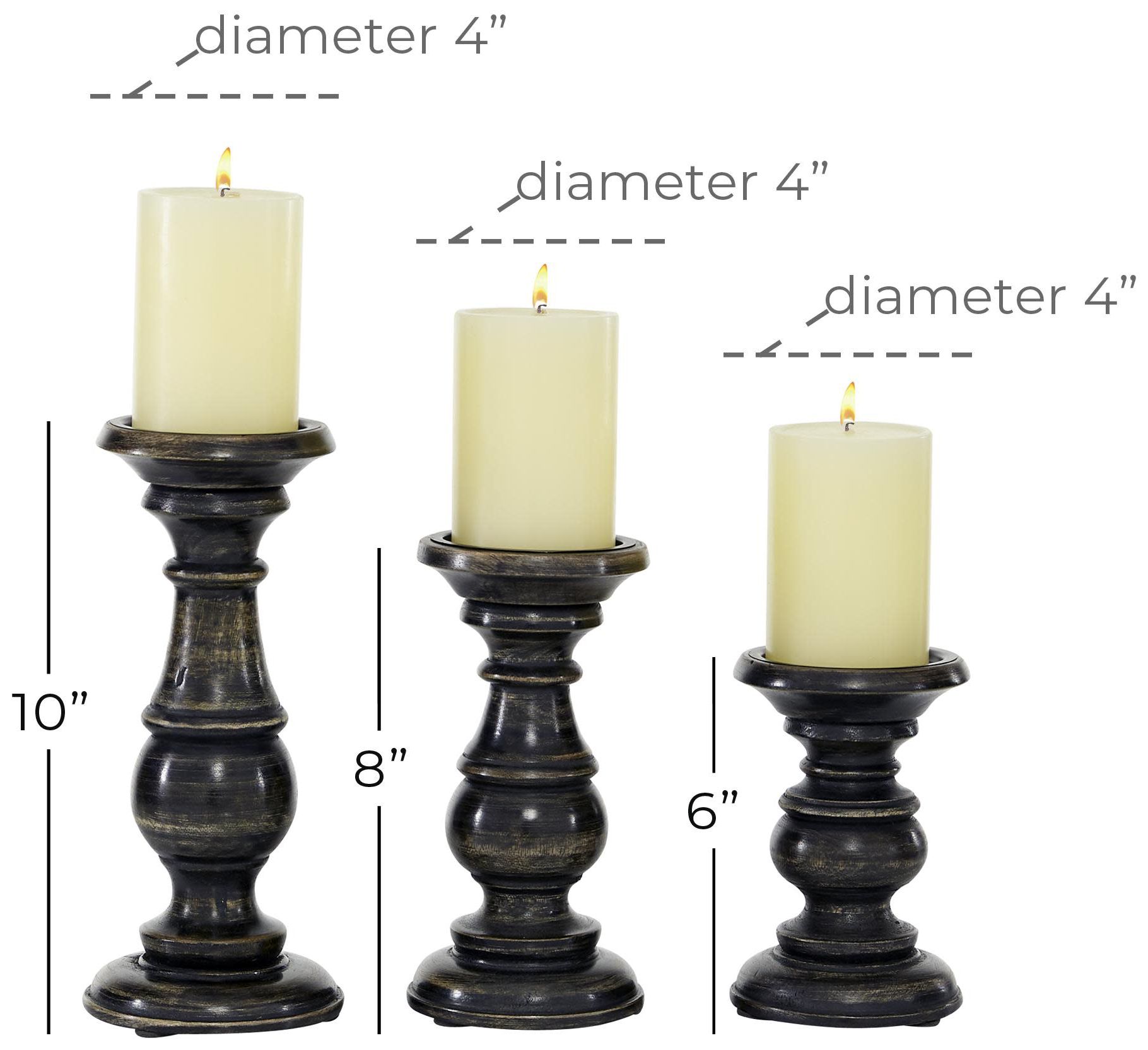 Image 6 Black Mango Wood Traditional Candle Hold more views