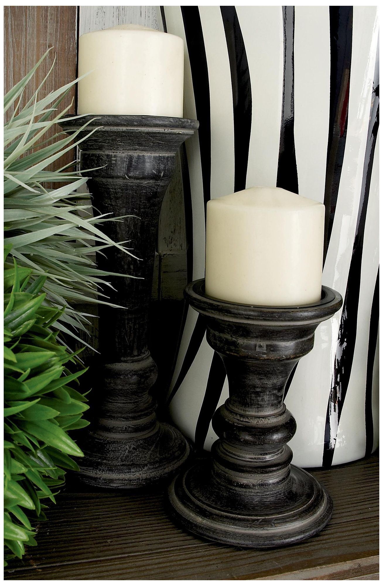 Image 4 Black Mango Wood Traditional Candle Hold more views