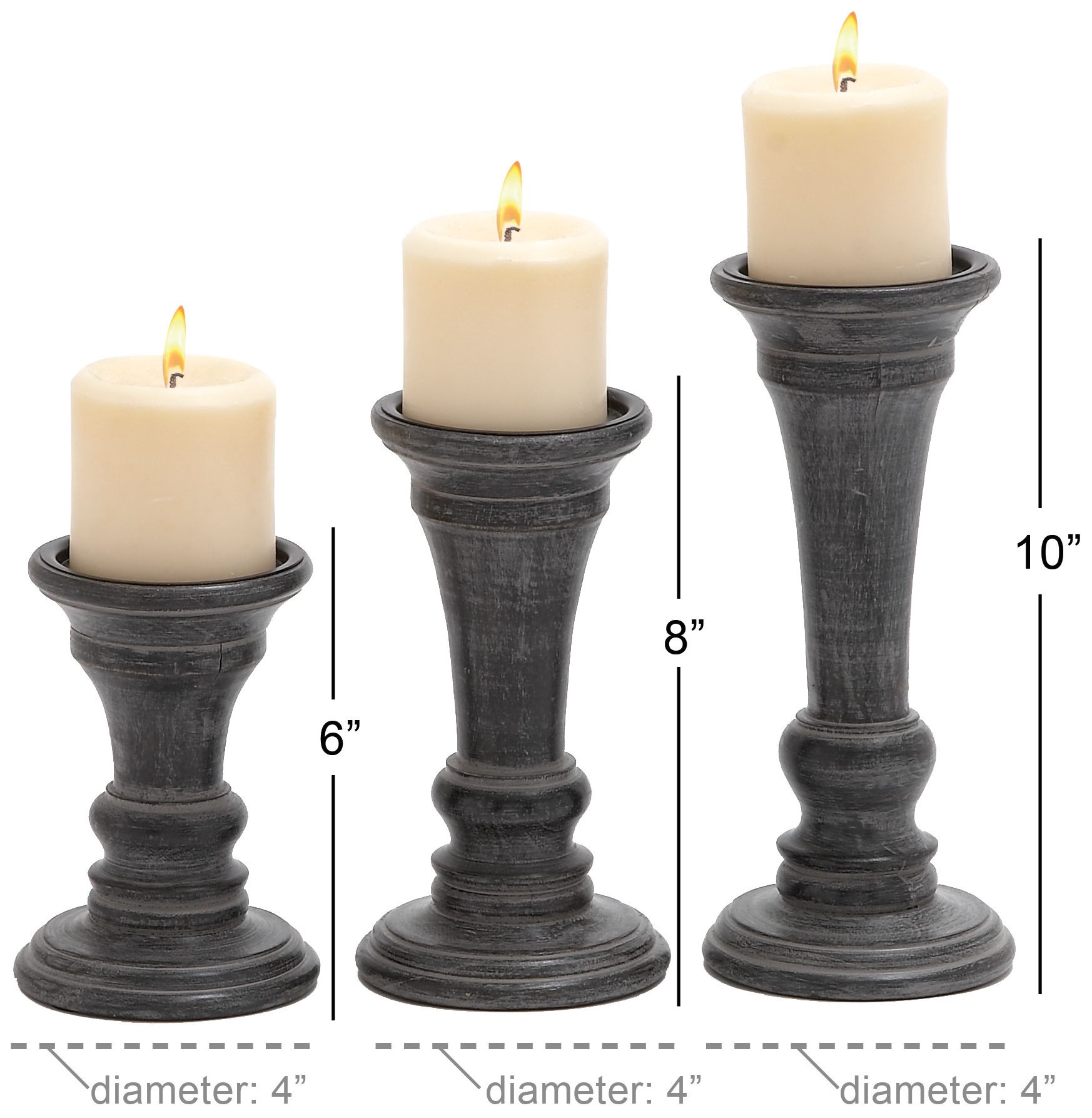 Image 6 Black Mango Wood Traditional Candle Hold more views