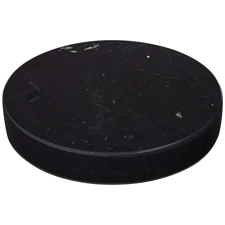 Image 4 Black Marble 8" Wide x 1" High Round Pedestal Lamp Riser more views
