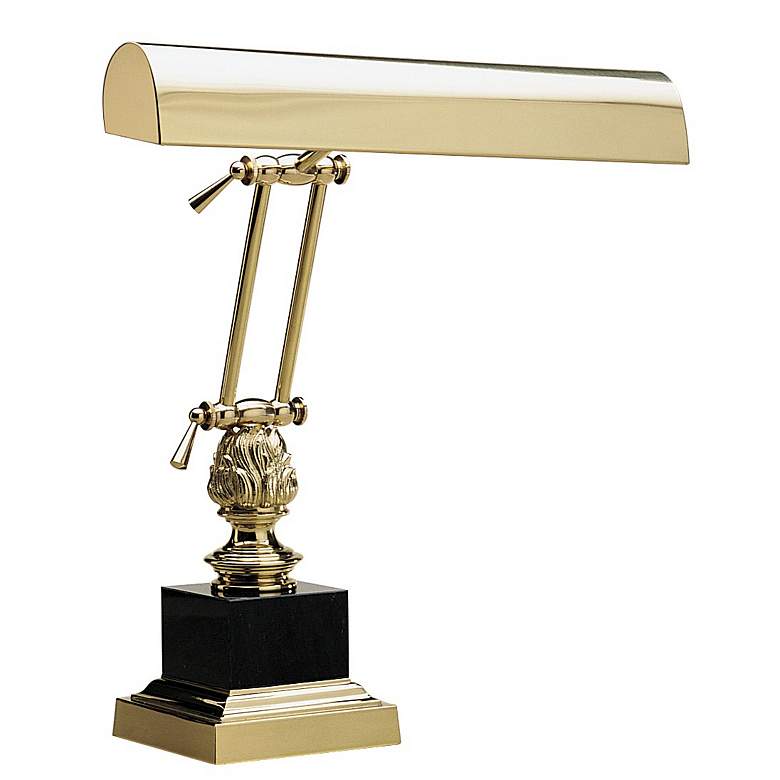 Image 1 Black Marble and Solid Brass Piano Lamp