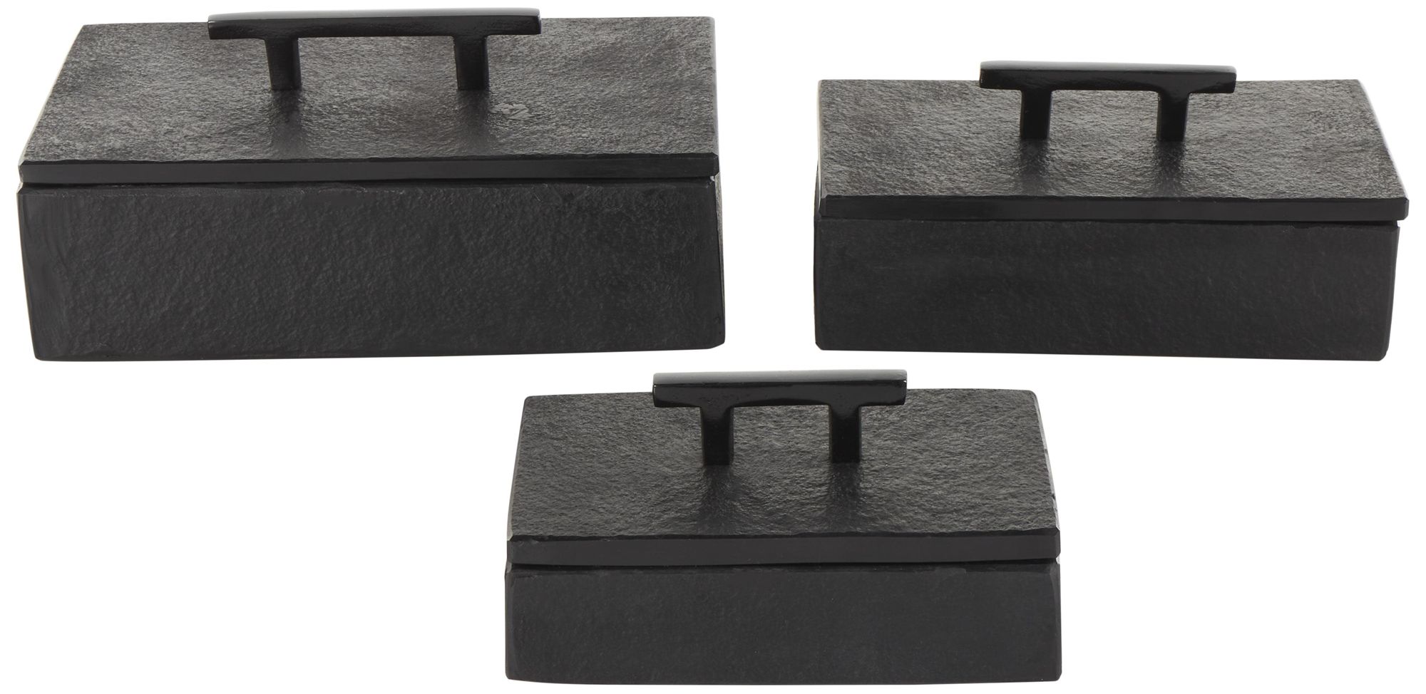 Image 2 Black Marble Contemporary Box, S/3 12", 10", 8"W