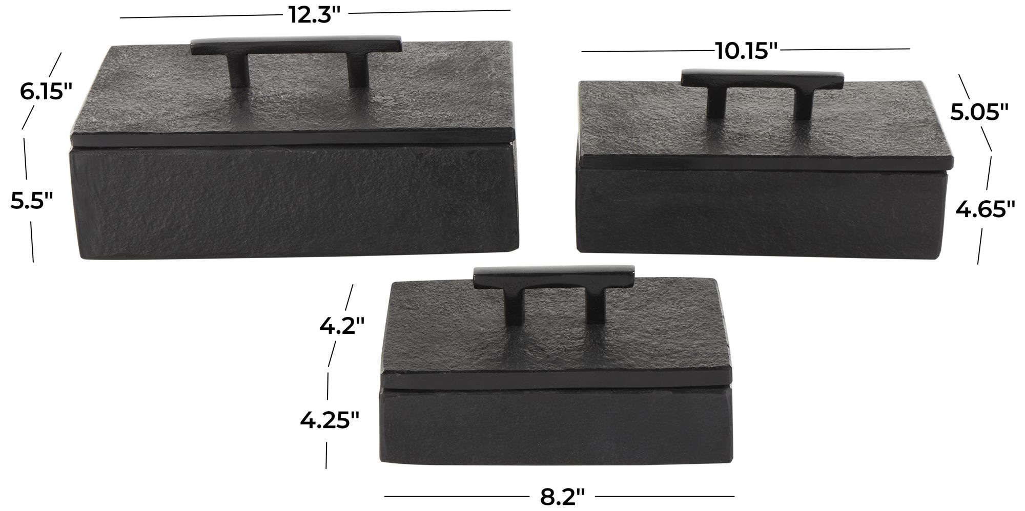 Image 7 Black Marble Contemporary Box, S/3 12", 10", 8"W more views