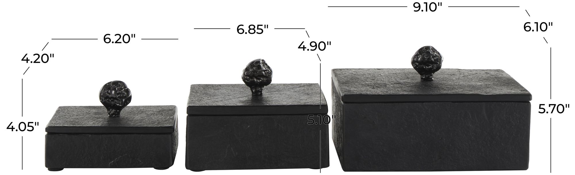 Image 6 Black Marble Contemporary Box, S/3 9", 7", 6"W more views