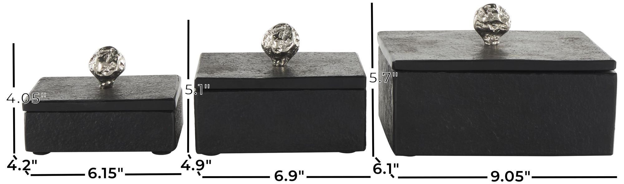 Image 7 Black Marble Contemporary Box, S/3 9", 7", 6"W more views