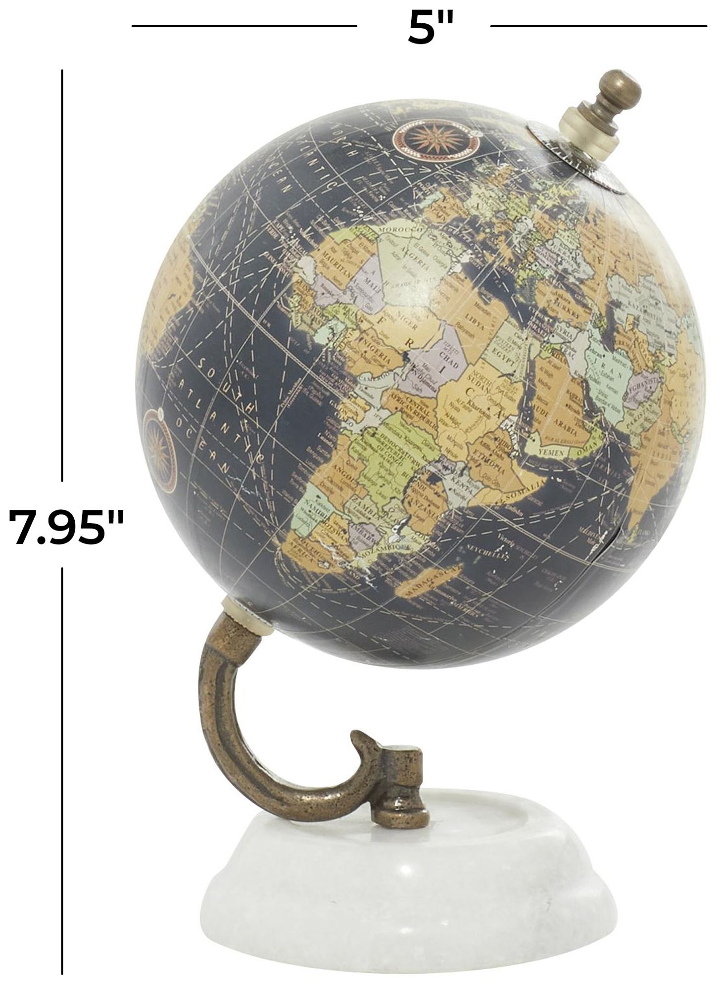 Image 5 Black Marble Modern Globe, 5" x 5" x 8" more views