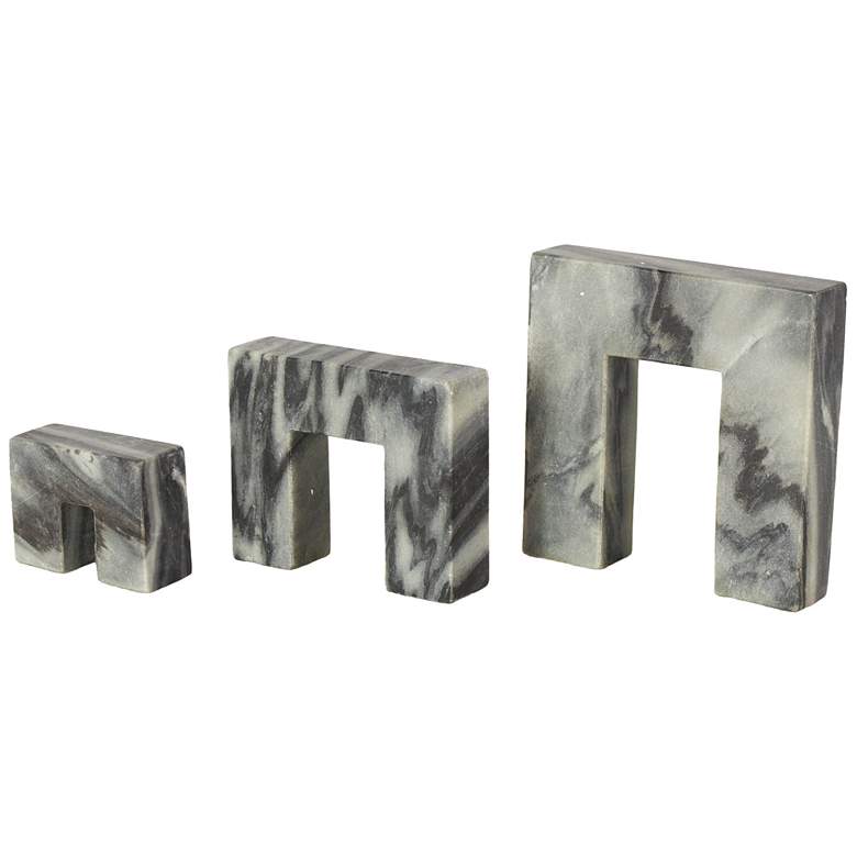 Image 1 Black Marble Modern Sculpture, S/3 7", 5", 3"H