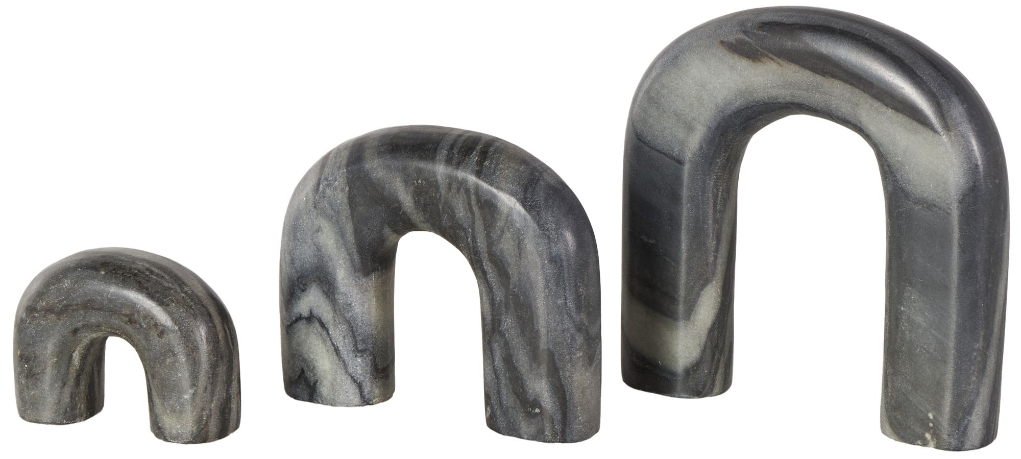 Image 2 Black Marble Modern Sculpture, S/3 7", 5", 3"H