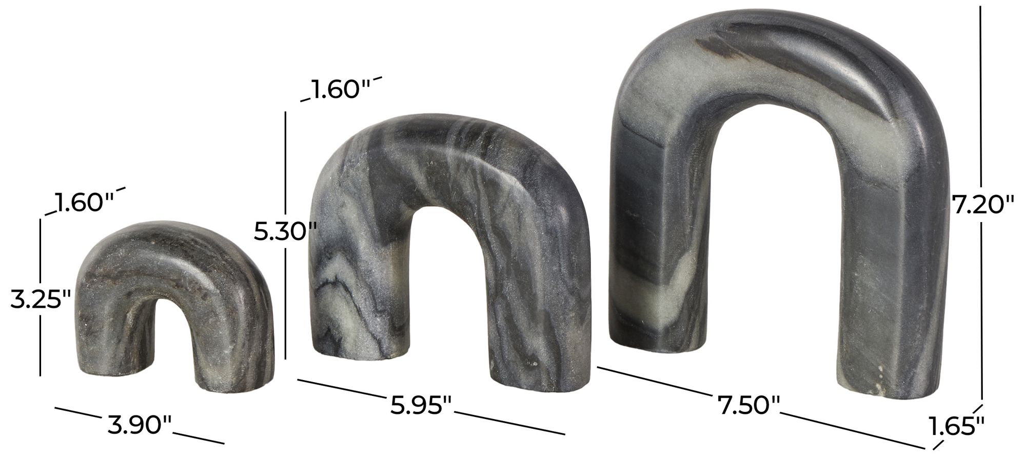 Image 7 Black Marble Modern Sculpture, S/3 7", 5", 3"H more views