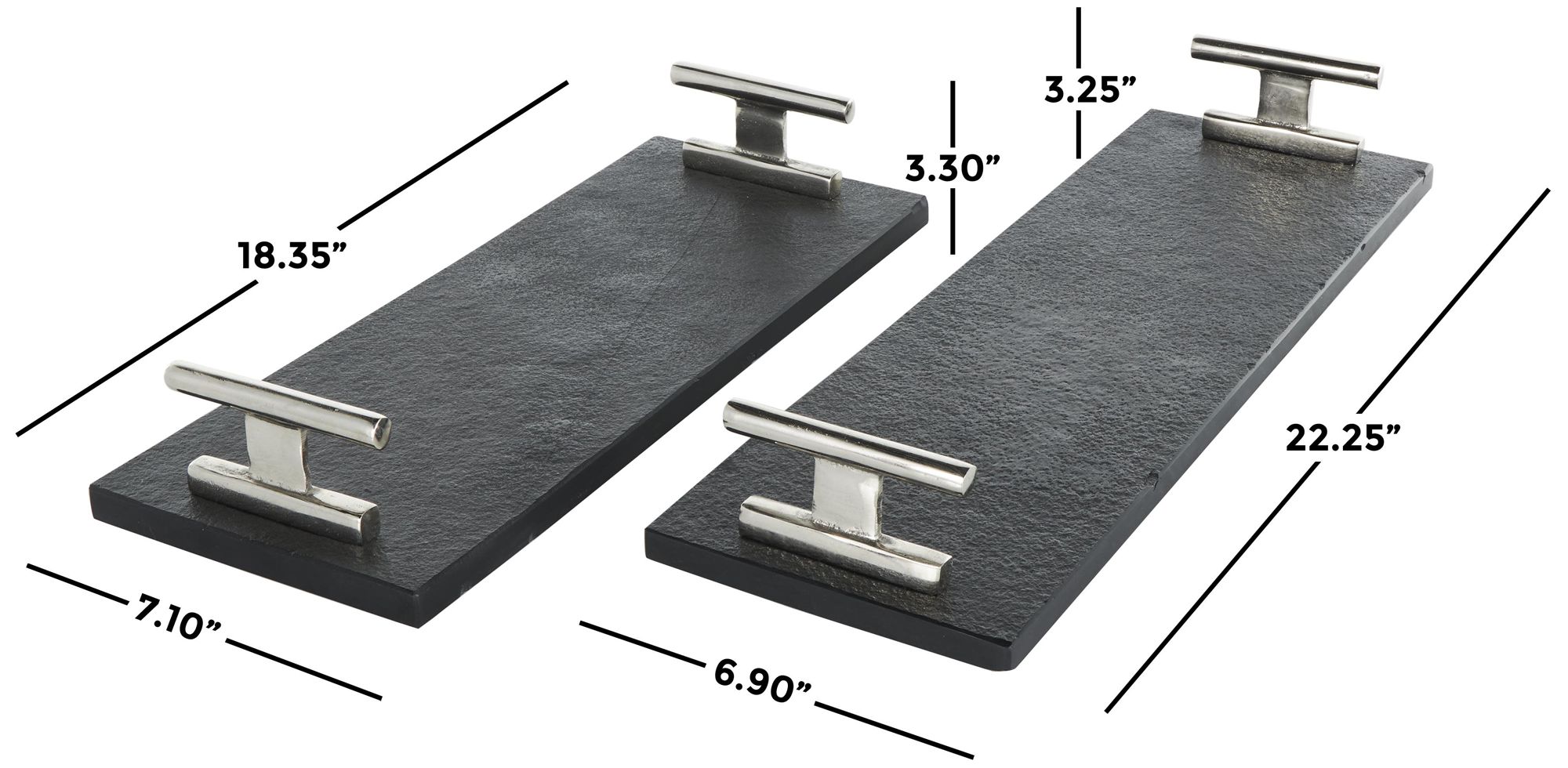 Black Marble Modern Tray, S/2 22", 18"W