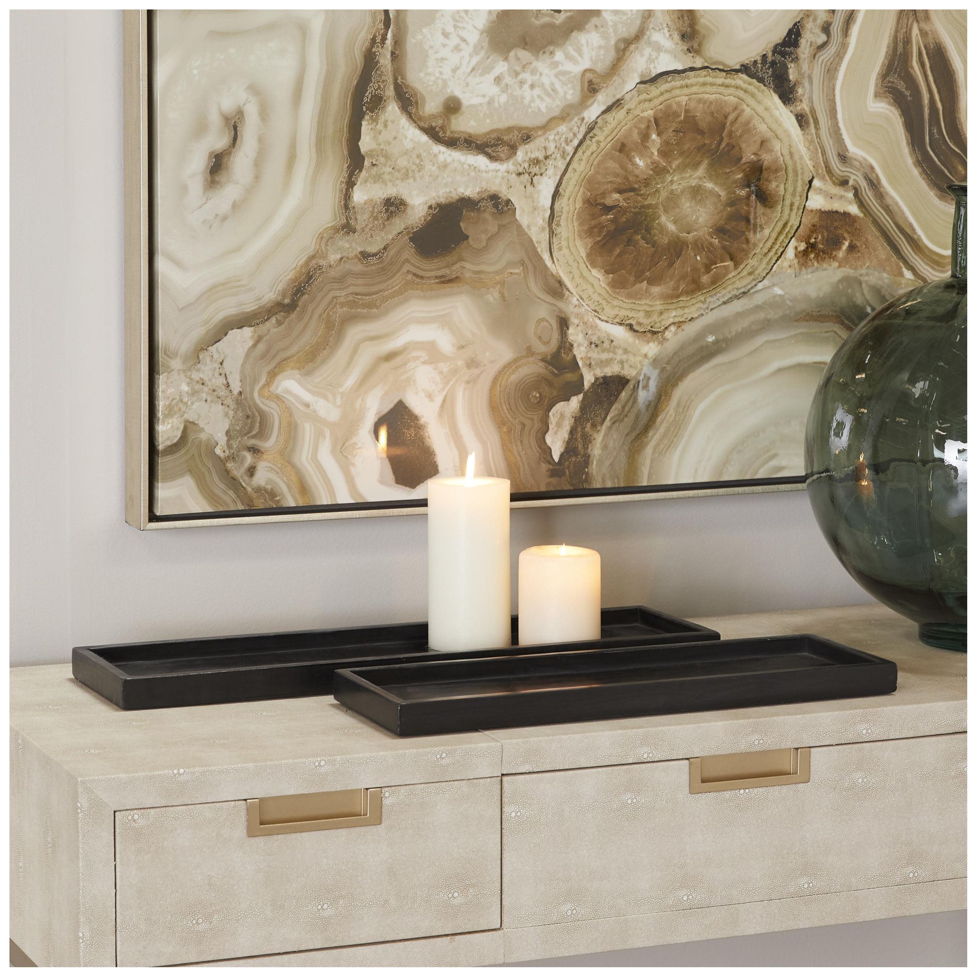 Image 3 Black Marble Modern Tray, S/2 22", 18"W more views