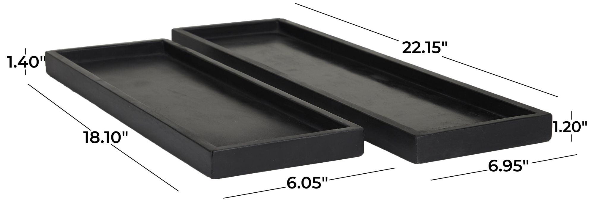 Image 6 Black Marble Modern Tray, S/2 22", 18"W more views