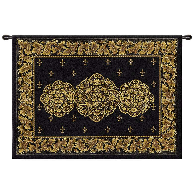 Image 1 Black Medallion 53 inch Wide Wall Hanging Tapestry