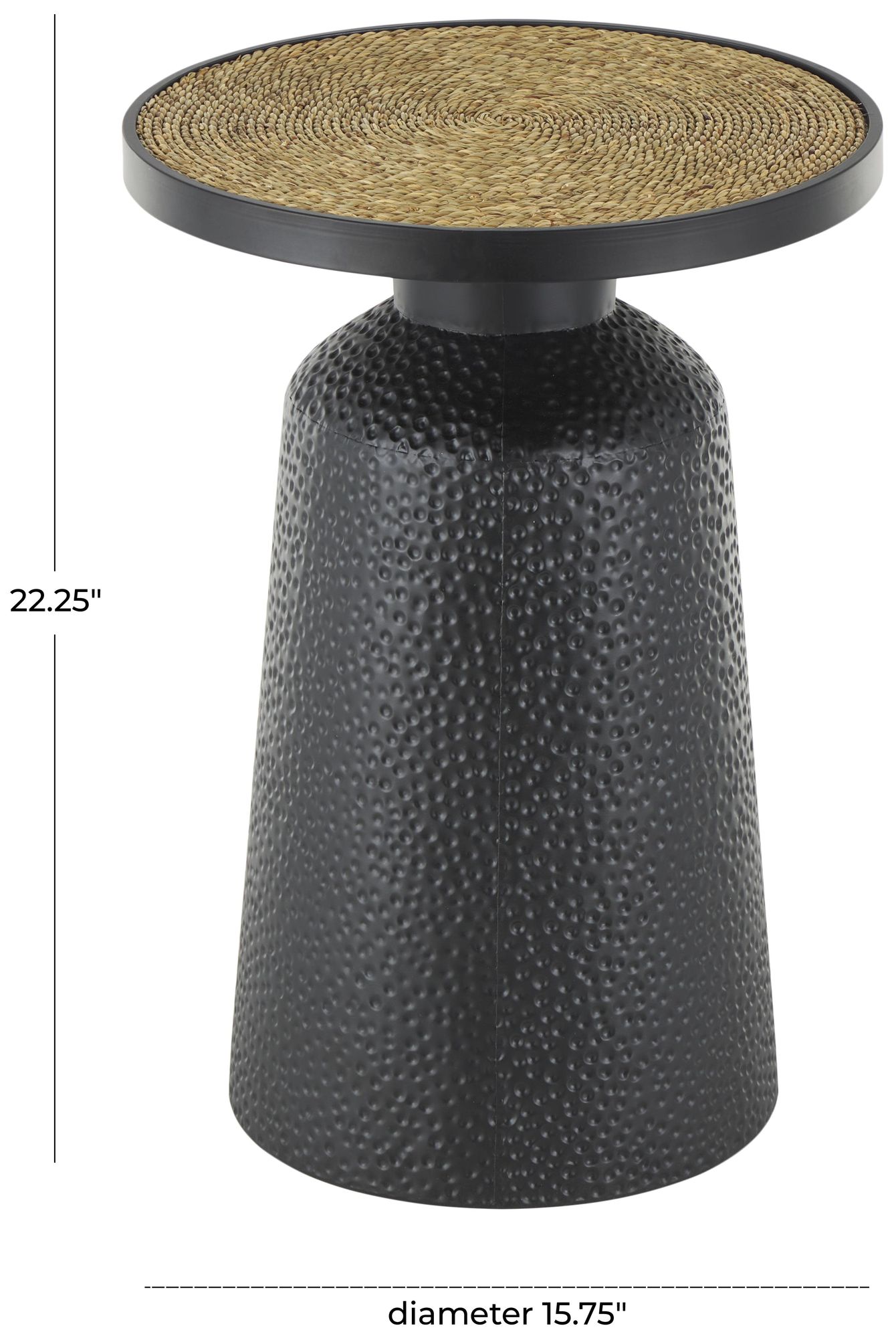 Image 7 Black Metal Bohemian Accent Table, 16" x 16" x 22" more views