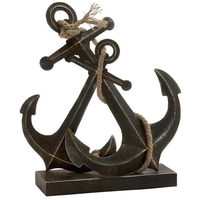 Image 1 Black Metal Coastal Sculpture, 12" x 5" x 16"