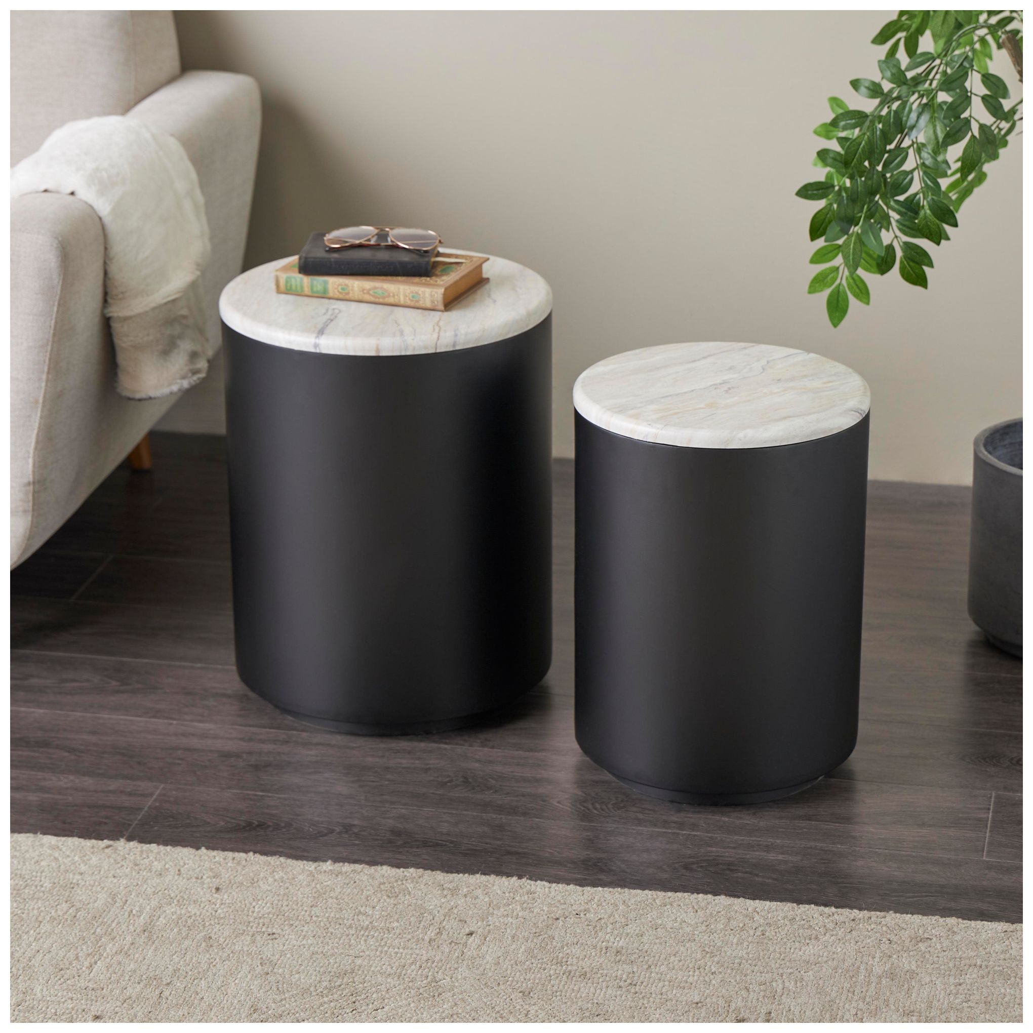 Image 4 Black Metal Contemporary Accent Table, S/2 19", 18"H more views