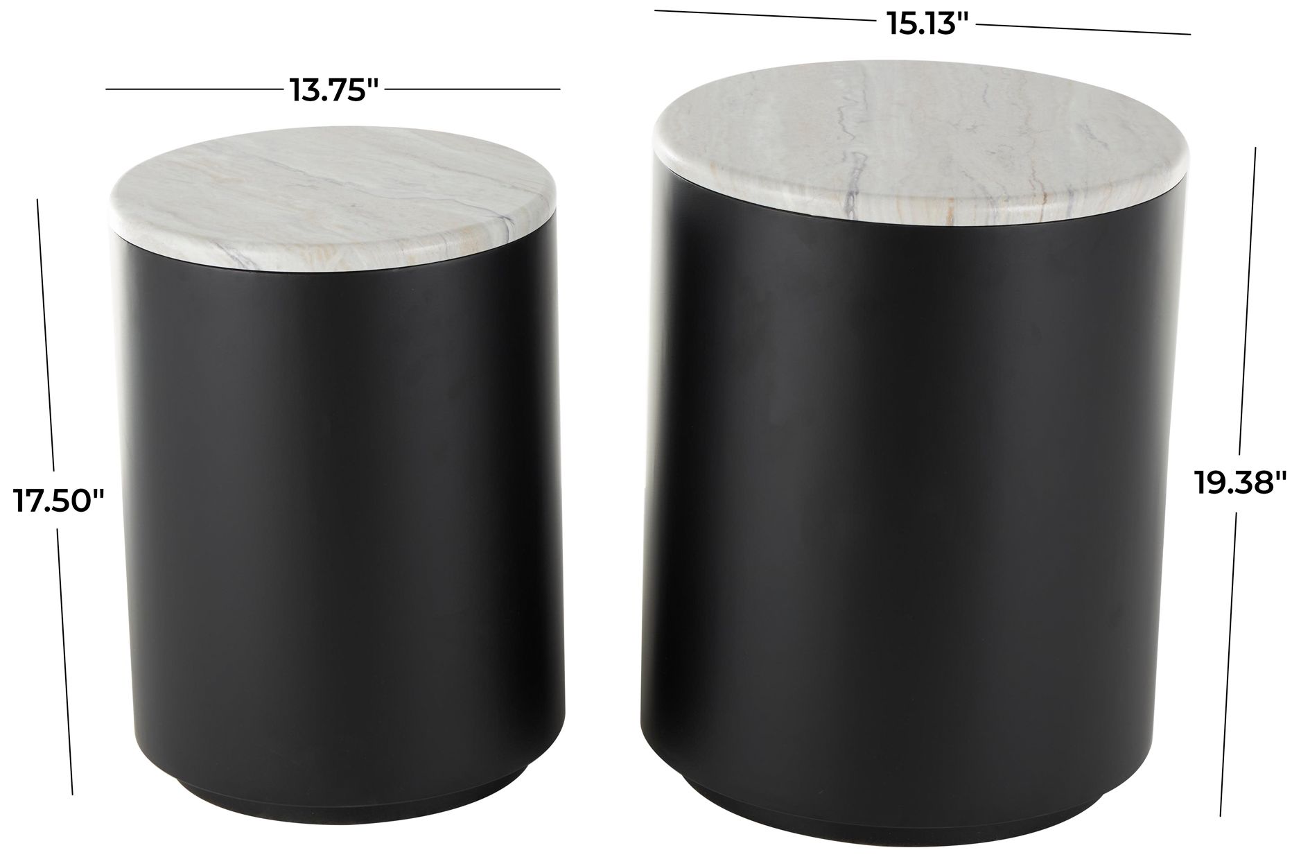 Image 7 Black Metal Contemporary Accent Table, S/2 19", 18"H more views