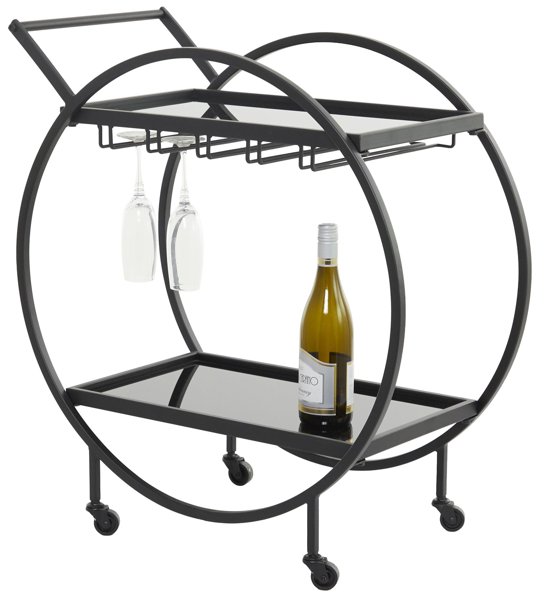 Image 2 Black Metal Contemporary Bar Cart, 28" x 14" x 31"