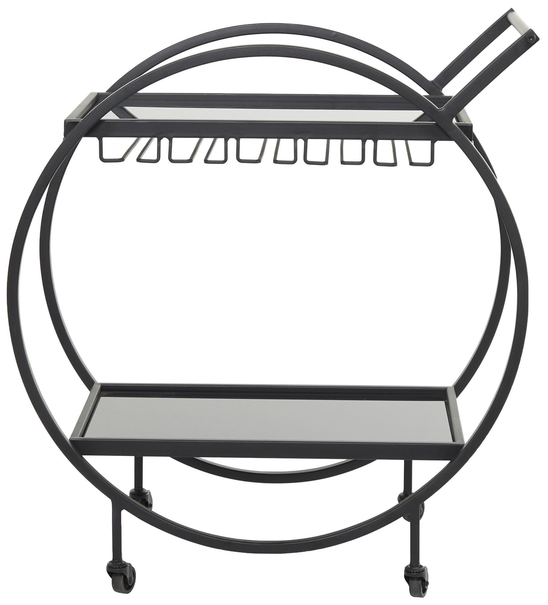 Image 5 Black Metal Contemporary Bar Cart, 28" x 14" x 31" more views