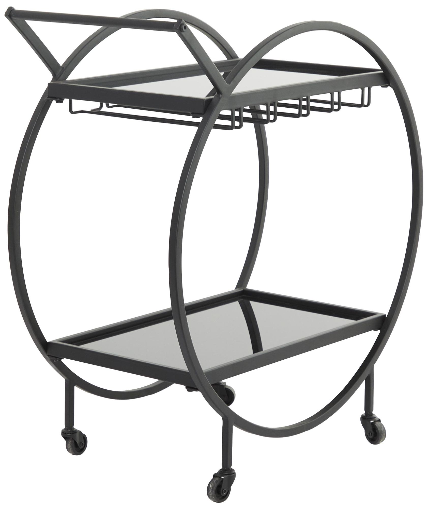 Image 6 Black Metal Contemporary Bar Cart, 28" x 14" x 31" more views