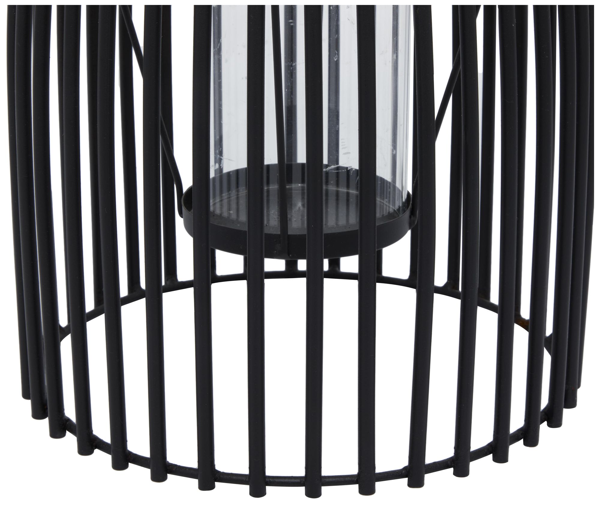 Image 3 Black Metal Contemporary Candle Lantern, 9" x 9" x 16" more views