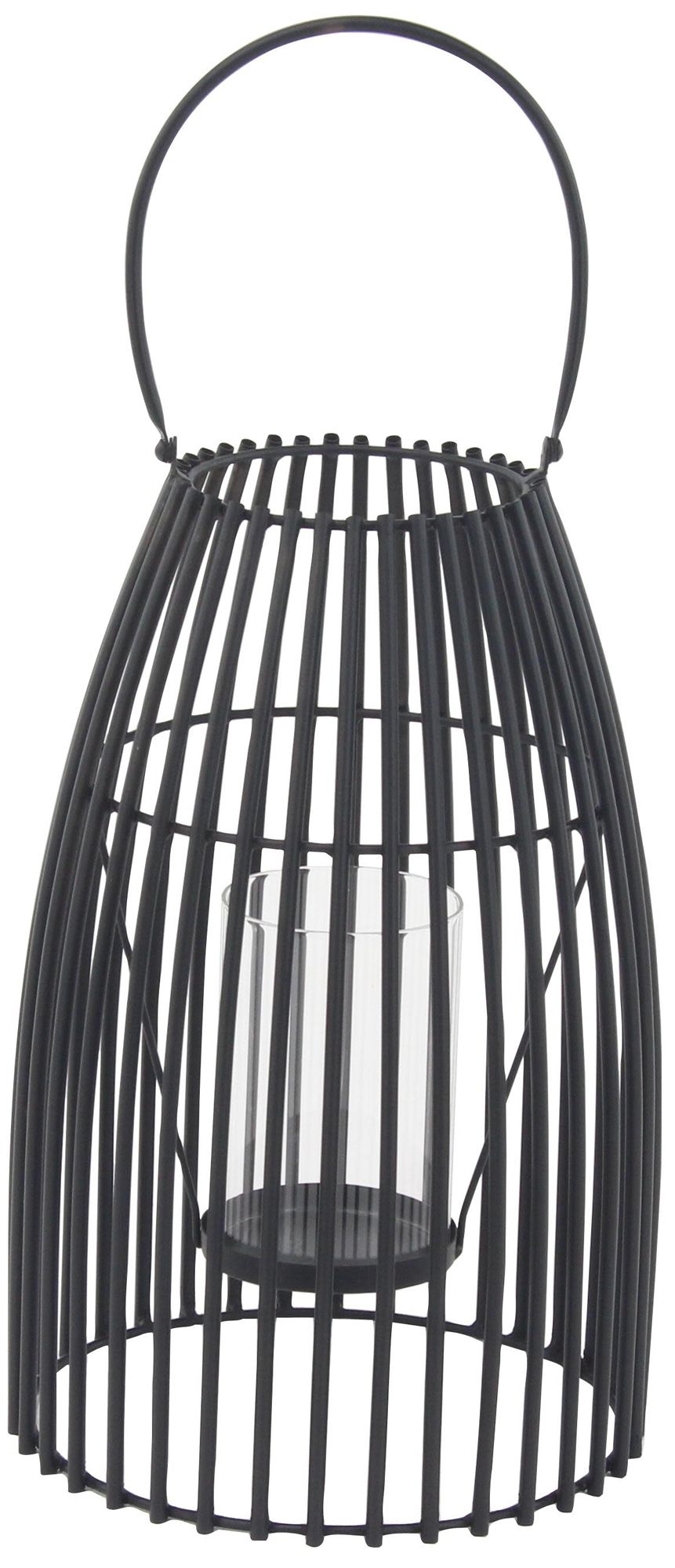 Image 5 Black Metal Contemporary Candle Lantern, 9" x 9" x 16" more views