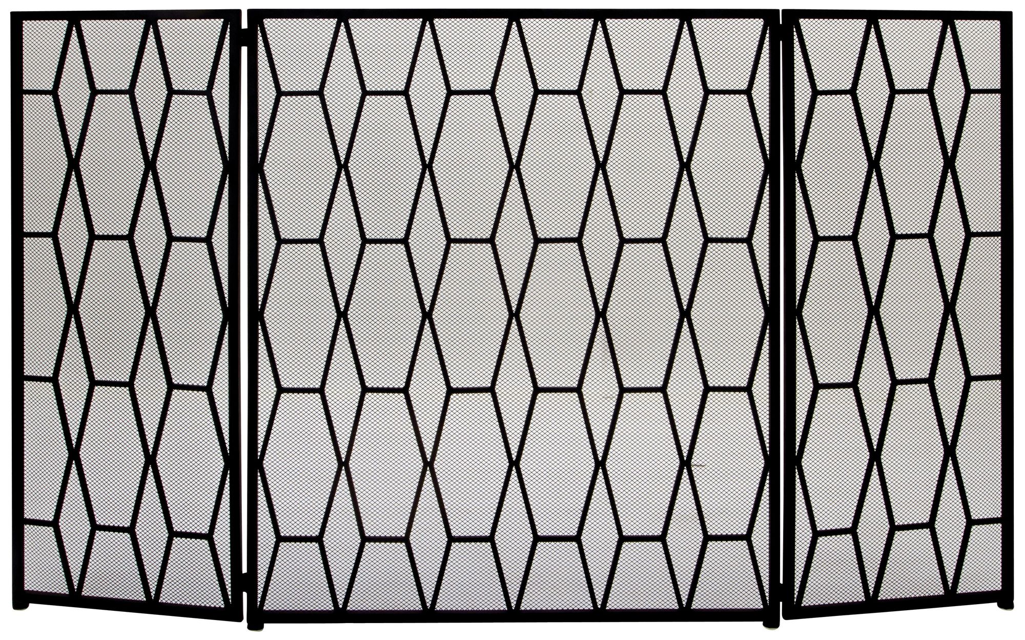Image 2 Black Metal Contemporary Fireplace Screen, 51" x 1" x 31"
