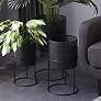 1_Black Metal Contemporary Planter, S/3 23", 19", 15"H