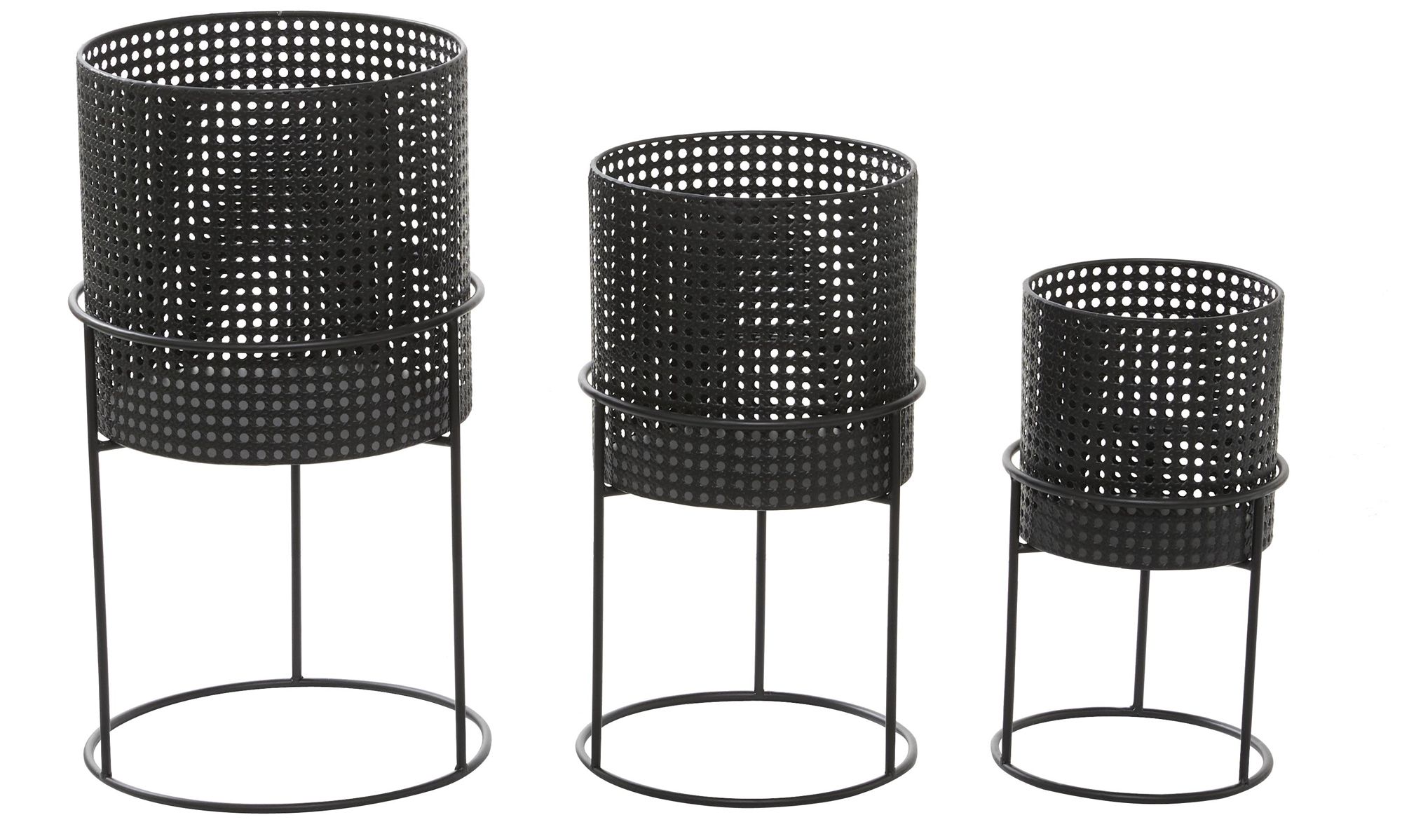 Image 5 Black Metal Contemporary Planter, S/3 23", 19", 15"H more views