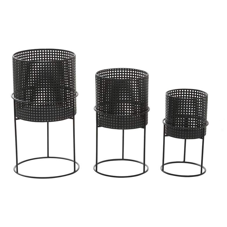 Image 5 Black Metal Contemporary Planter, S/3 23", 19", 15"H more views