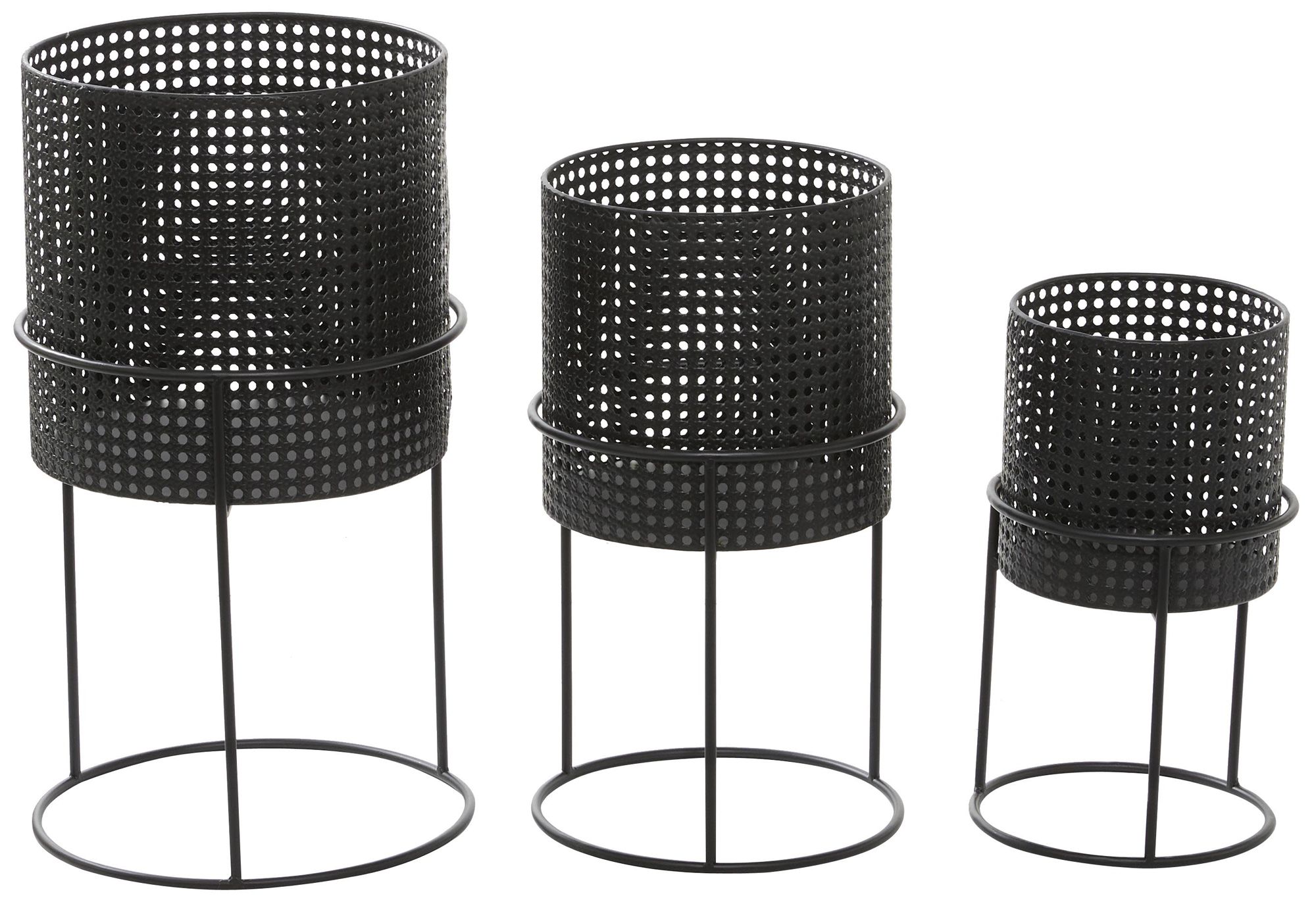 Image 6 Black Metal Contemporary Planter, S/3 23", 19", 15"H more views