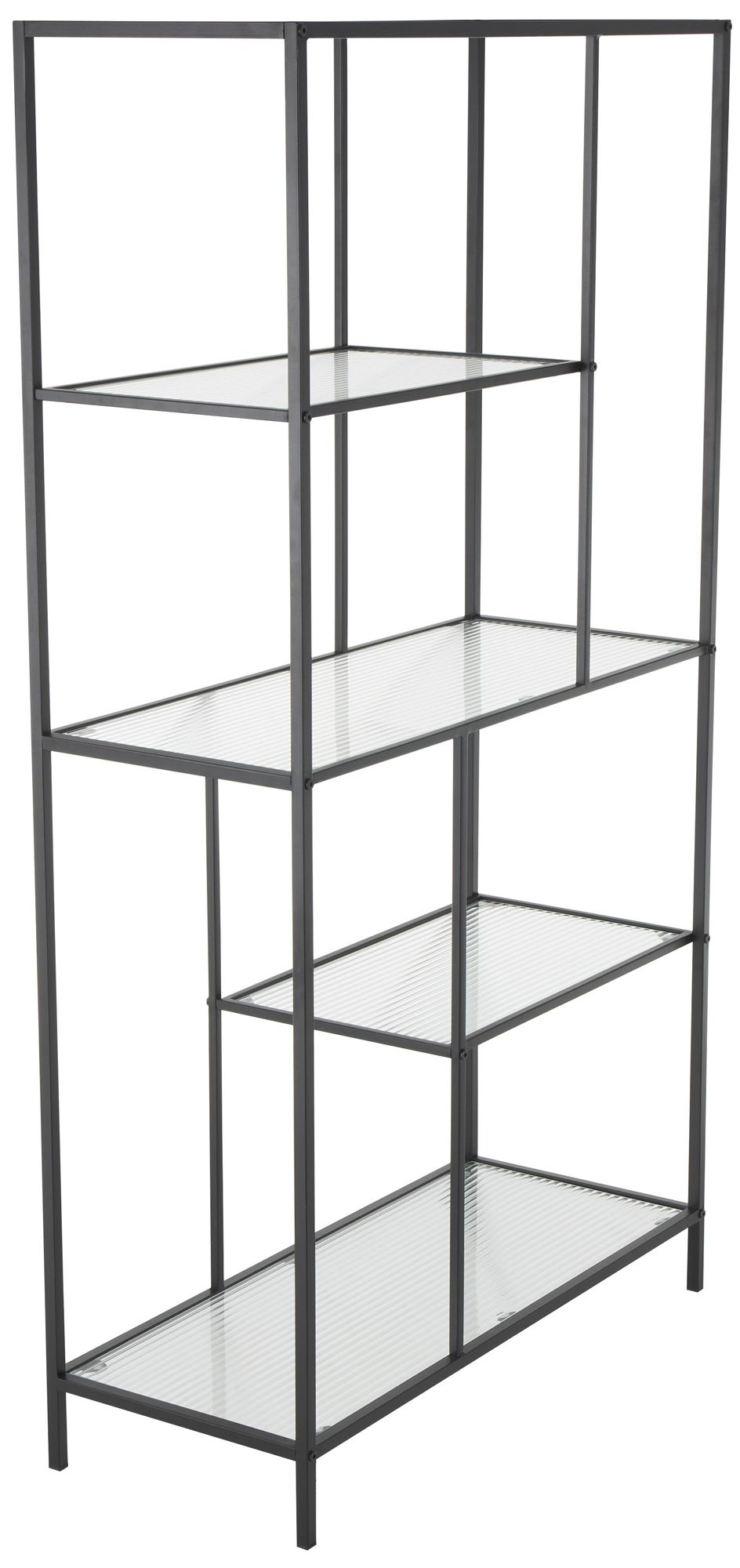 Image 6 Black Metal Contemporary Shelving Unit, 32" x 13" x 58" more views