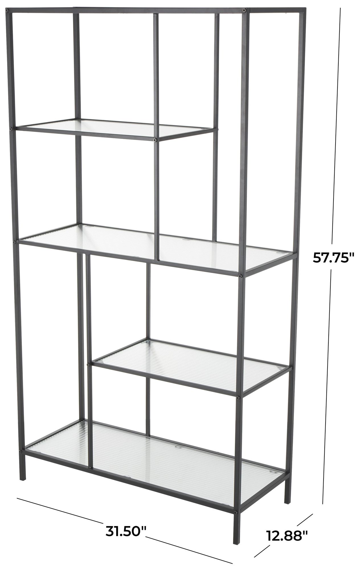 Image 7 Black Metal Contemporary Shelving Unit, 32" x 13" x 58" more views