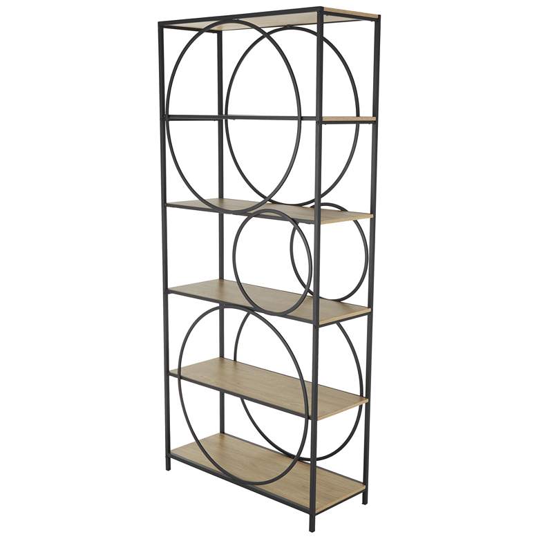 Image 1 Black Metal Contemporary Shelving Unit, 32" x 13" x 71"