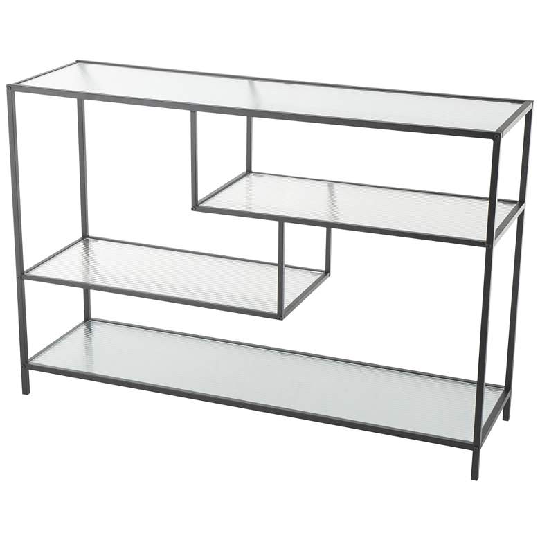 Image 1 Black Metal Contemporary Shelving Unit, 47" x 14" x 32"
