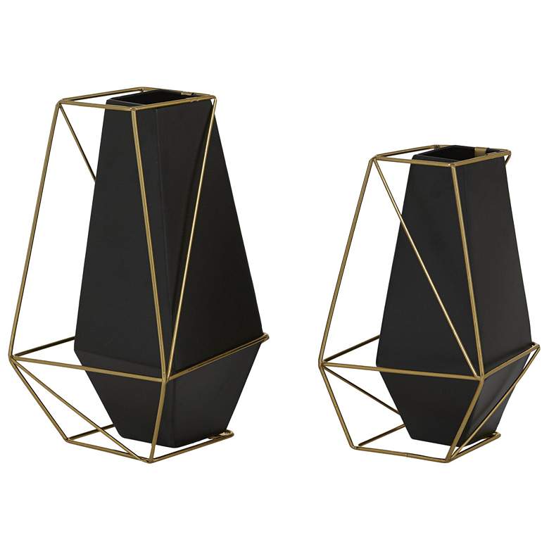 Image 1 Black Metal Contemporary Vase, S/2 11", 9"H