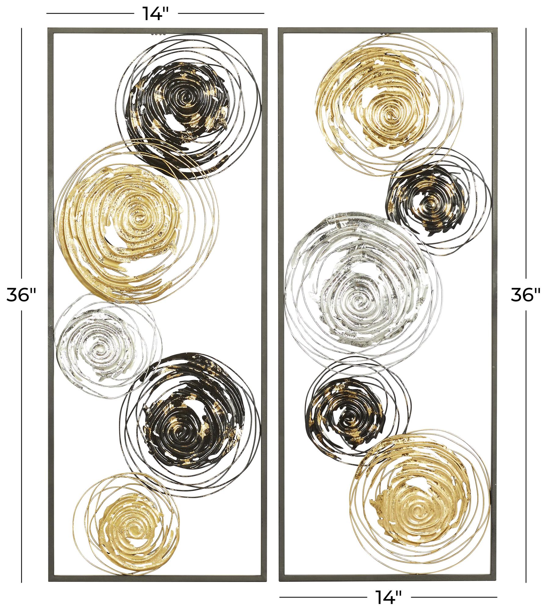 Image 7 Black Metal Contemporary Wall Decor, S/2 14"W, 36"H more views