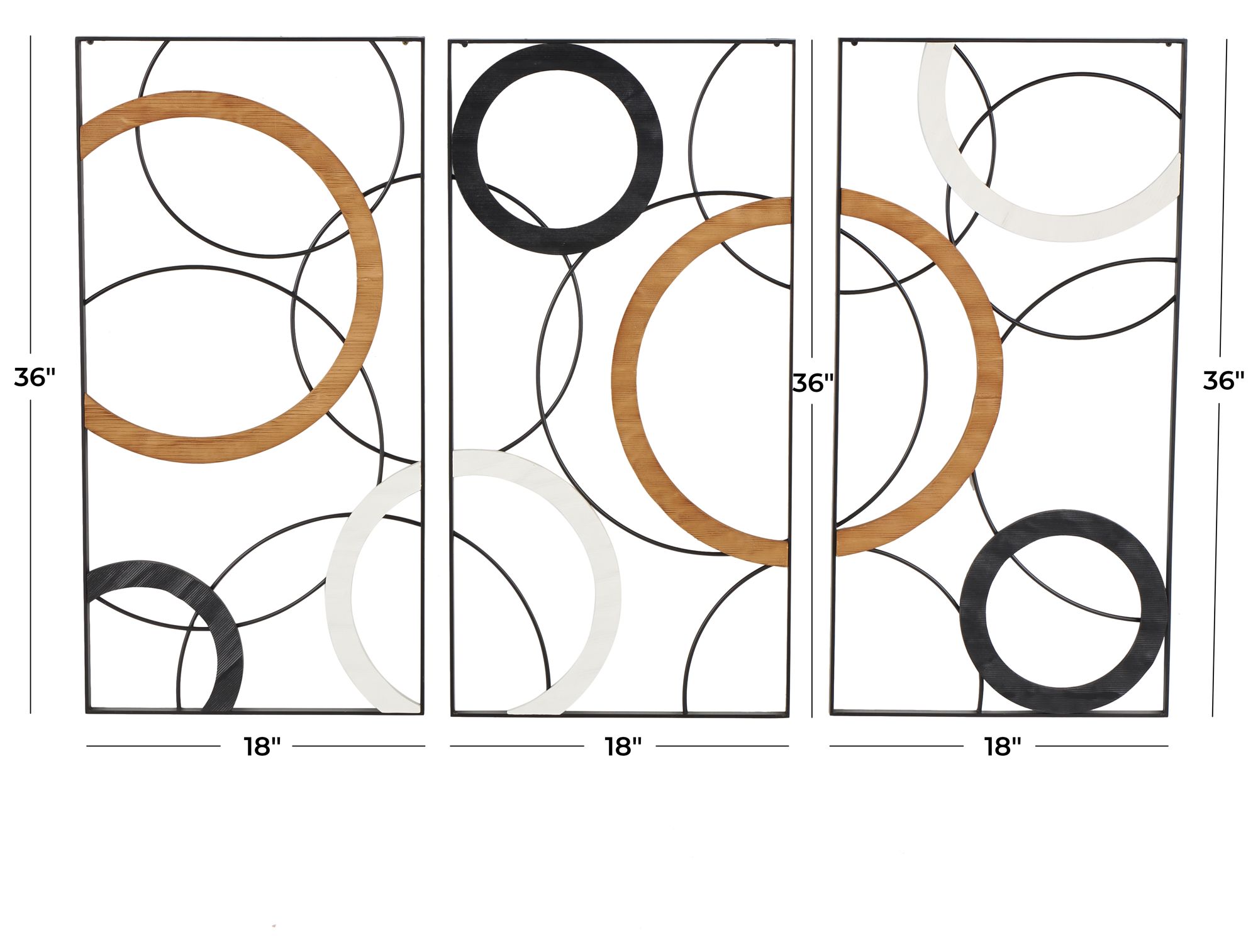 Image 7 Black Metal Contemporary Wall Decor, S/3 18"W, 36"H more views