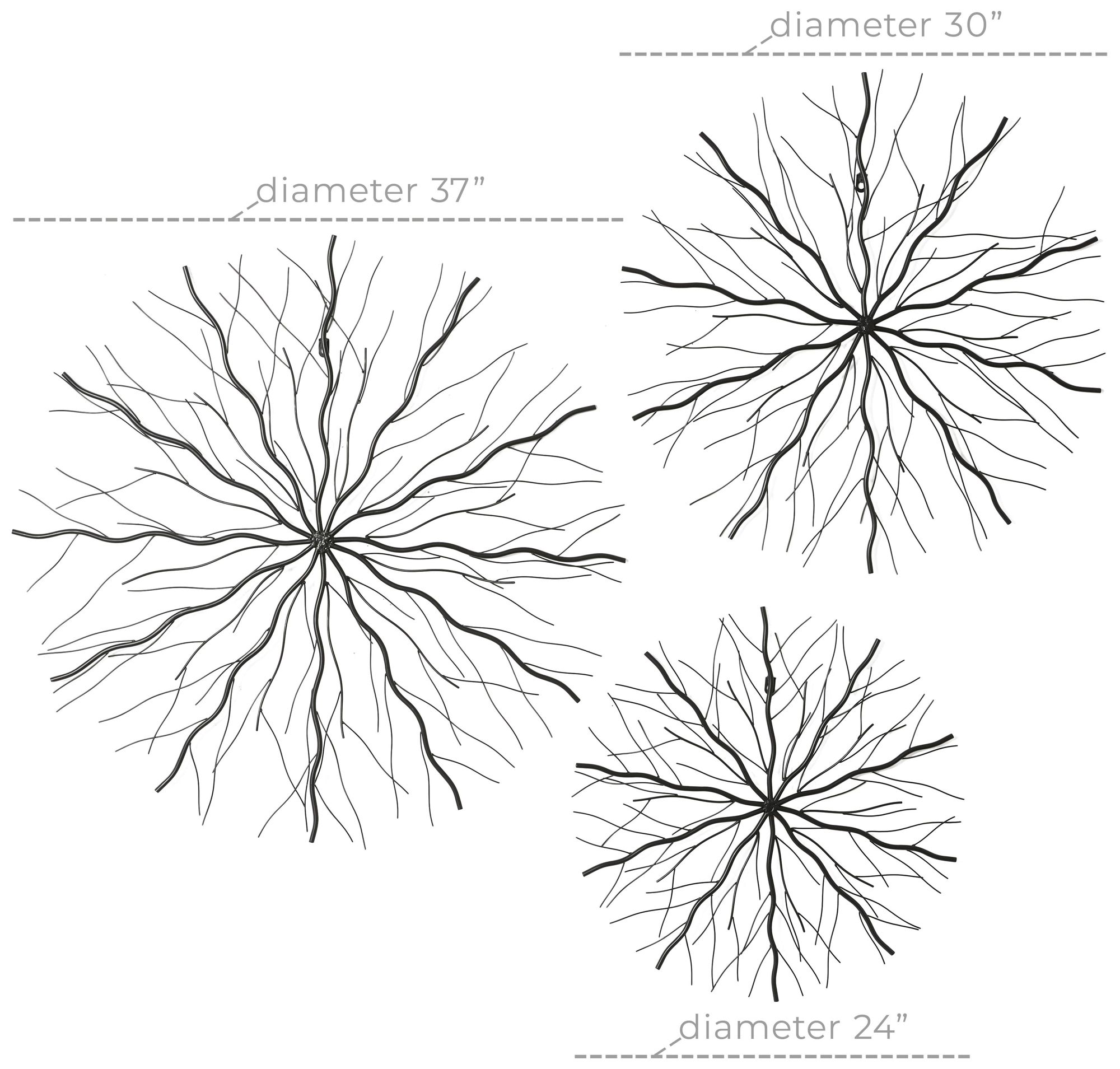 Image 6 Black Metal Contemporary Wall Decor, S/3 24", 30", 37"W more views