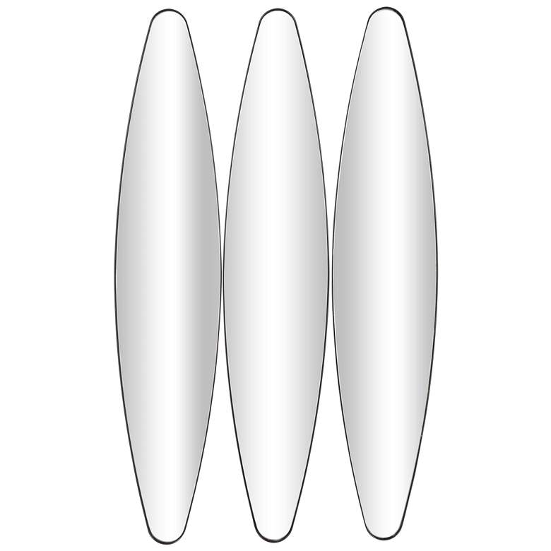 Image 1 Black Metal Contemporary Wall Mirror, S/3 10"W, 47"H