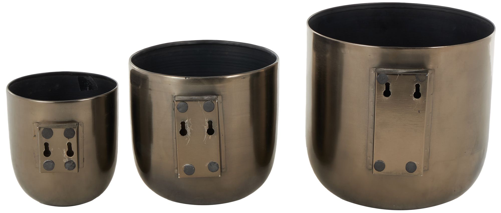 Image 4 Black Metal Contemporary Wall Planter, S/3 9", 7", 6"H more views