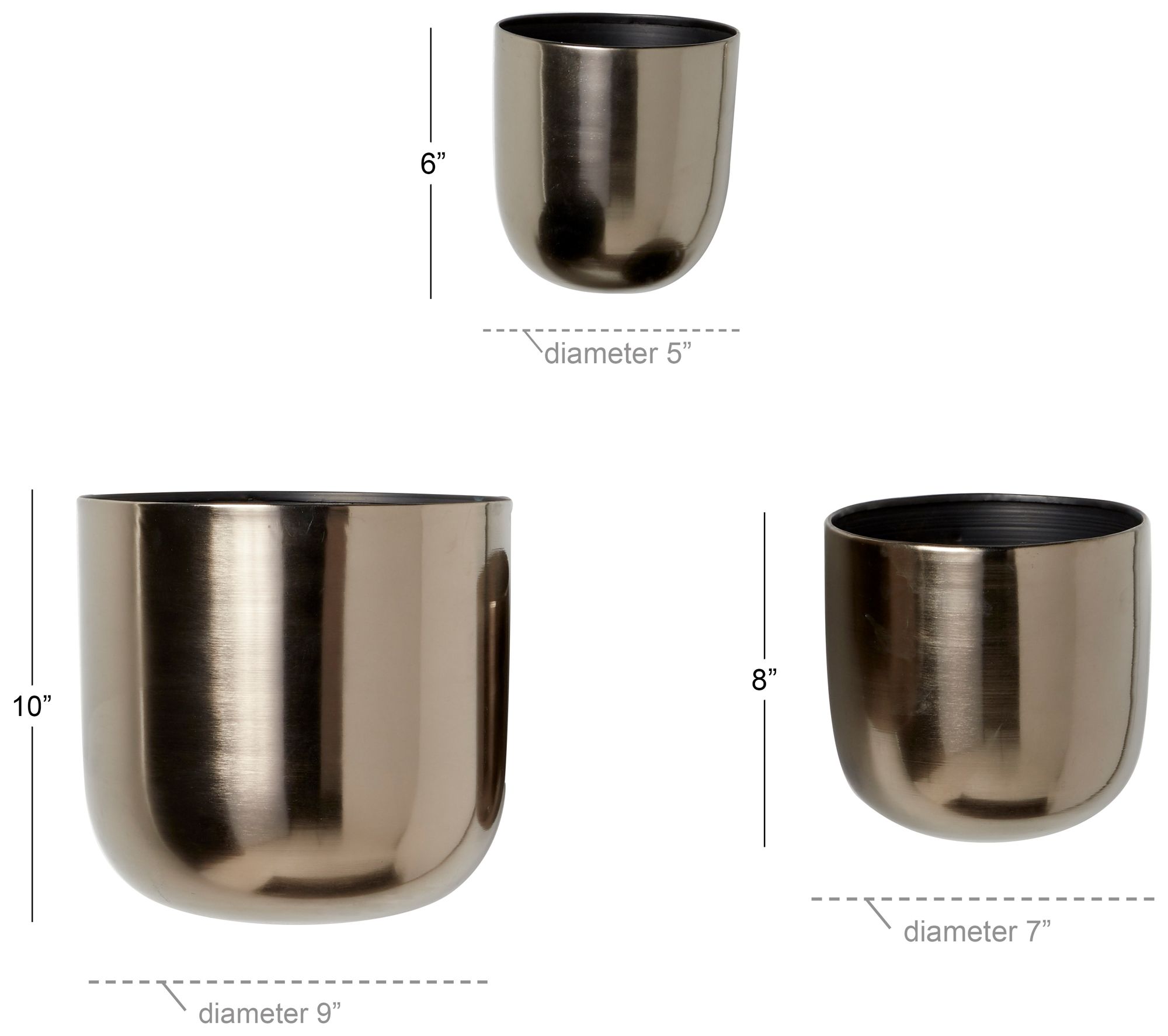 Image 6 Black Metal Contemporary Wall Planter, S/3 9", 7", 6"H more views