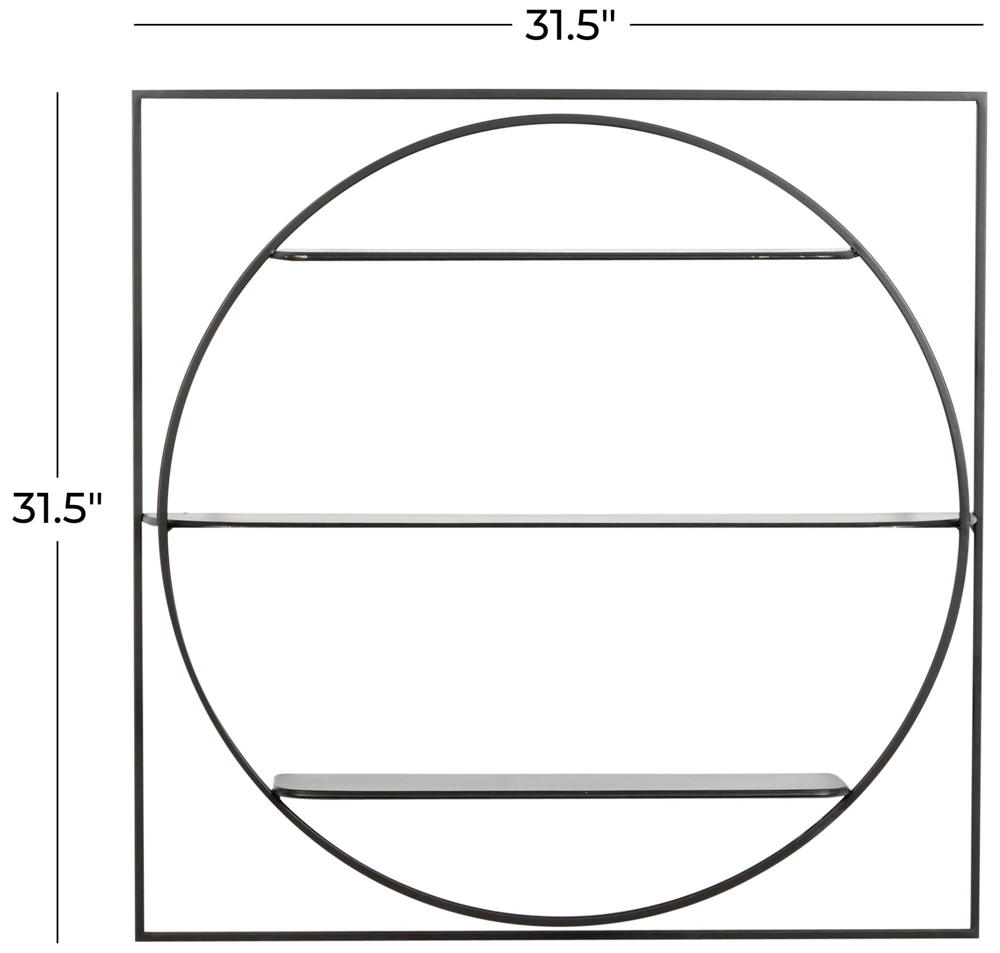 Image 6 Black Metal Contemporary Wall Shelf, 32" x 5" x 32" more views