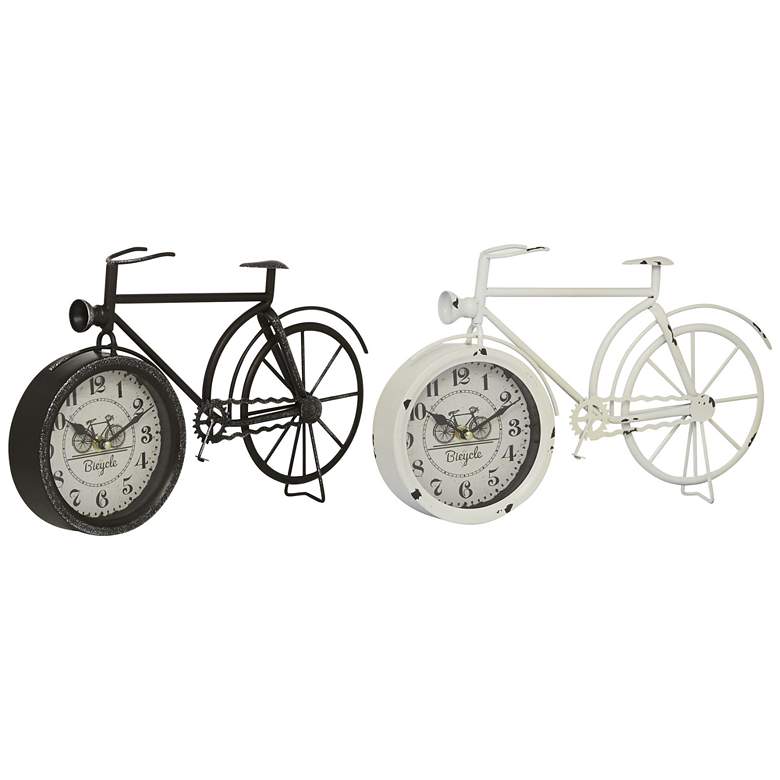 Image 1 Black Metal Country Cottage Clock, S/2 15"W, 9"H