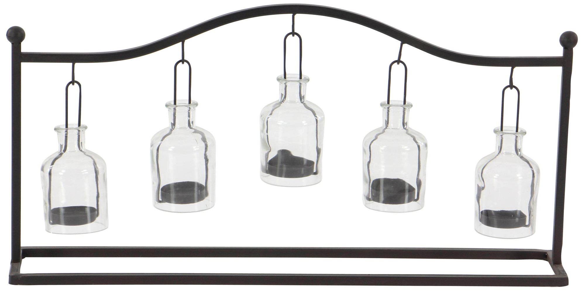 Image 5 Black Metal Eclectic Candle Lantern, 24" x 5" x 12" more views