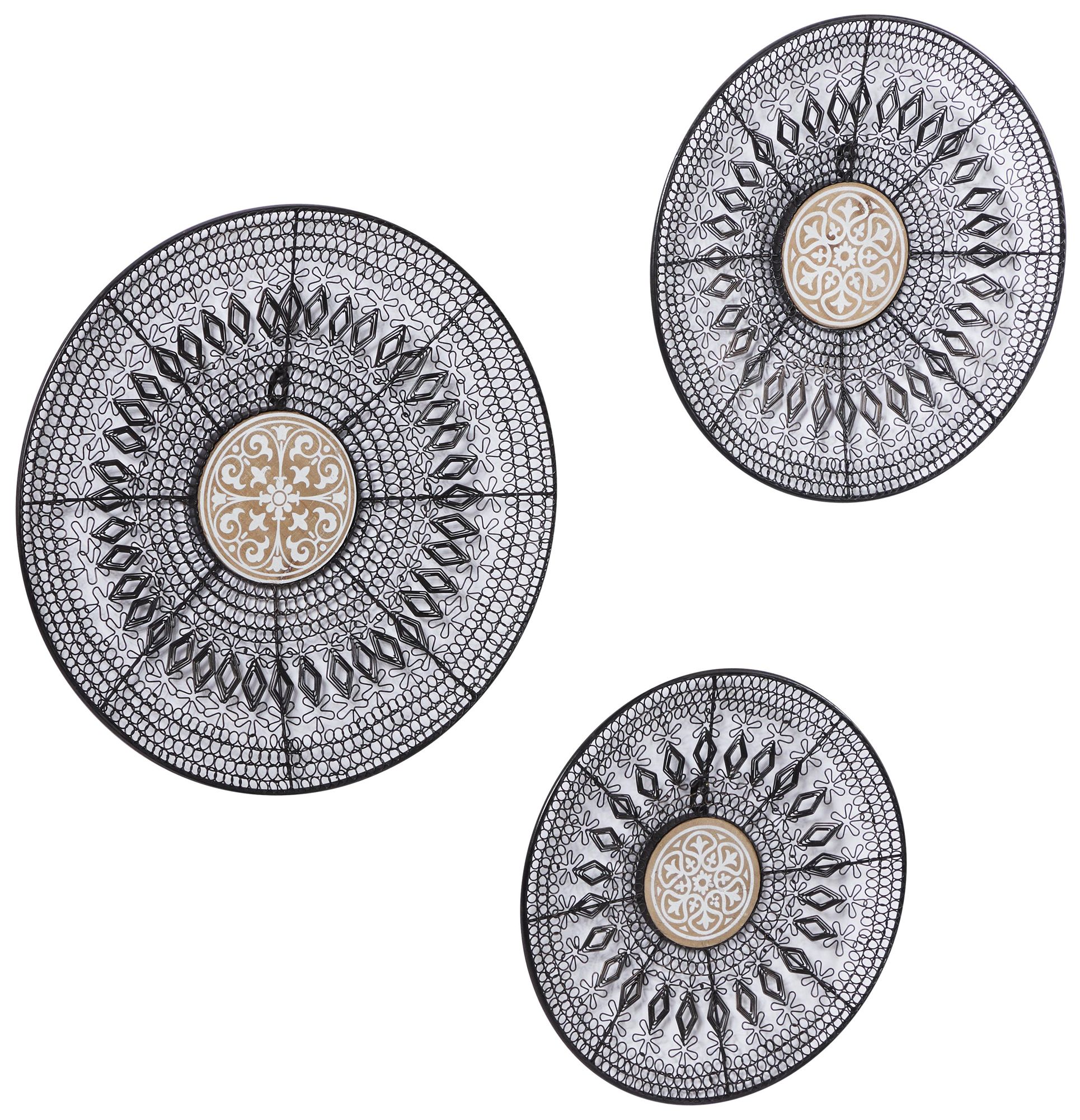 Image 5 Black Metal Eclectic Wall Decor, S/3 14", 16", 18"W more views