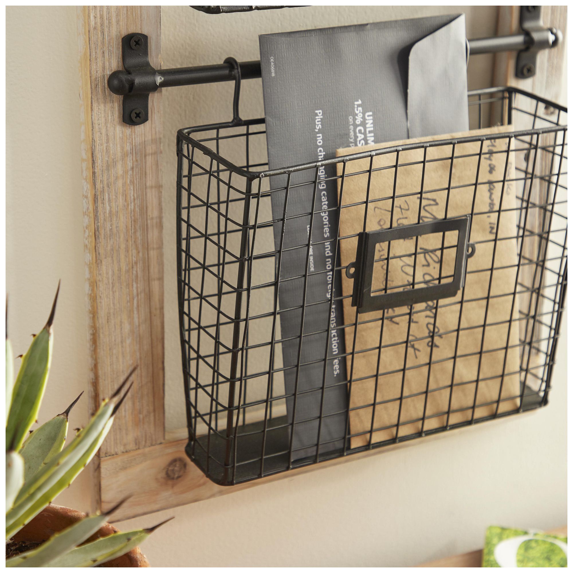 Image 4 Black Metal Farmhouse Magazine Rack Holder, 14" x 4" x 36" more views