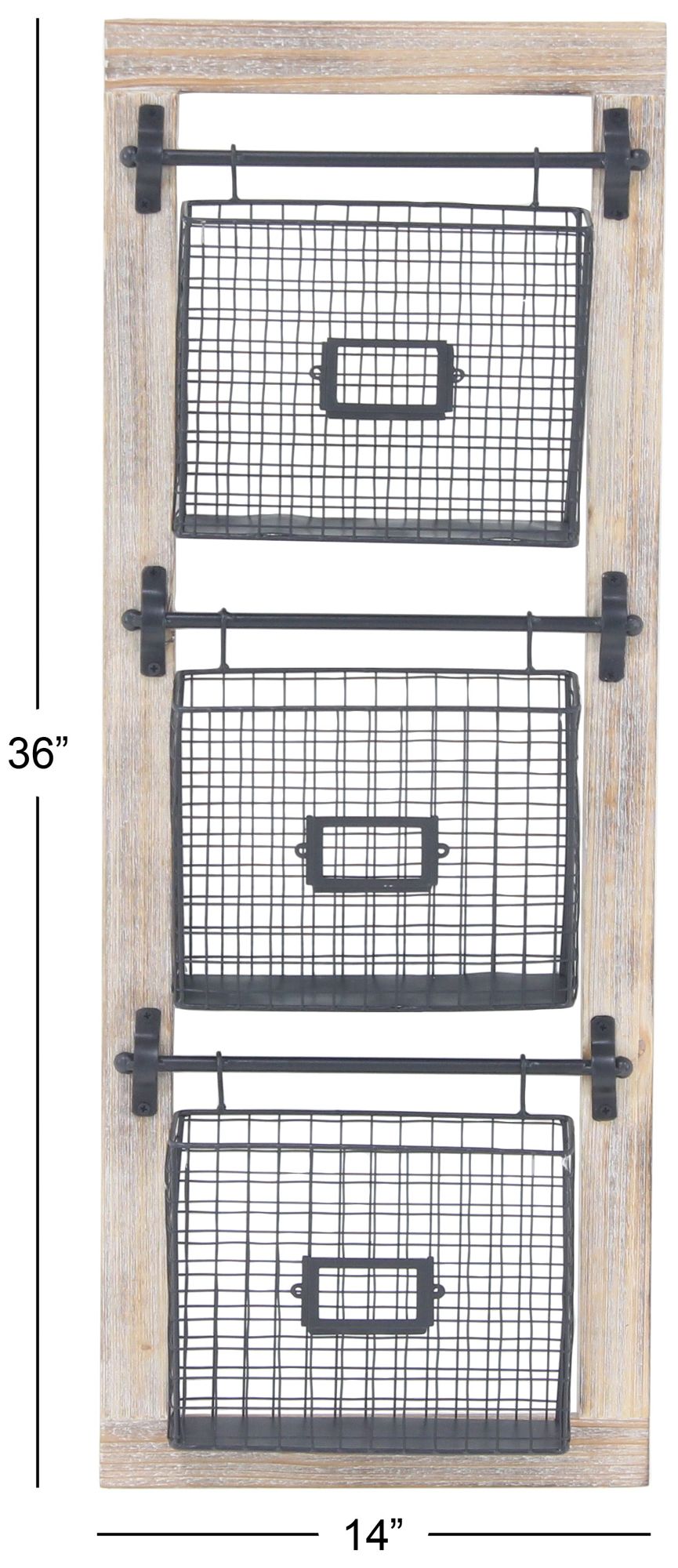 Image 7 Black Metal Farmhouse Magazine Rack Holder, 14" x 4" x 36" more views