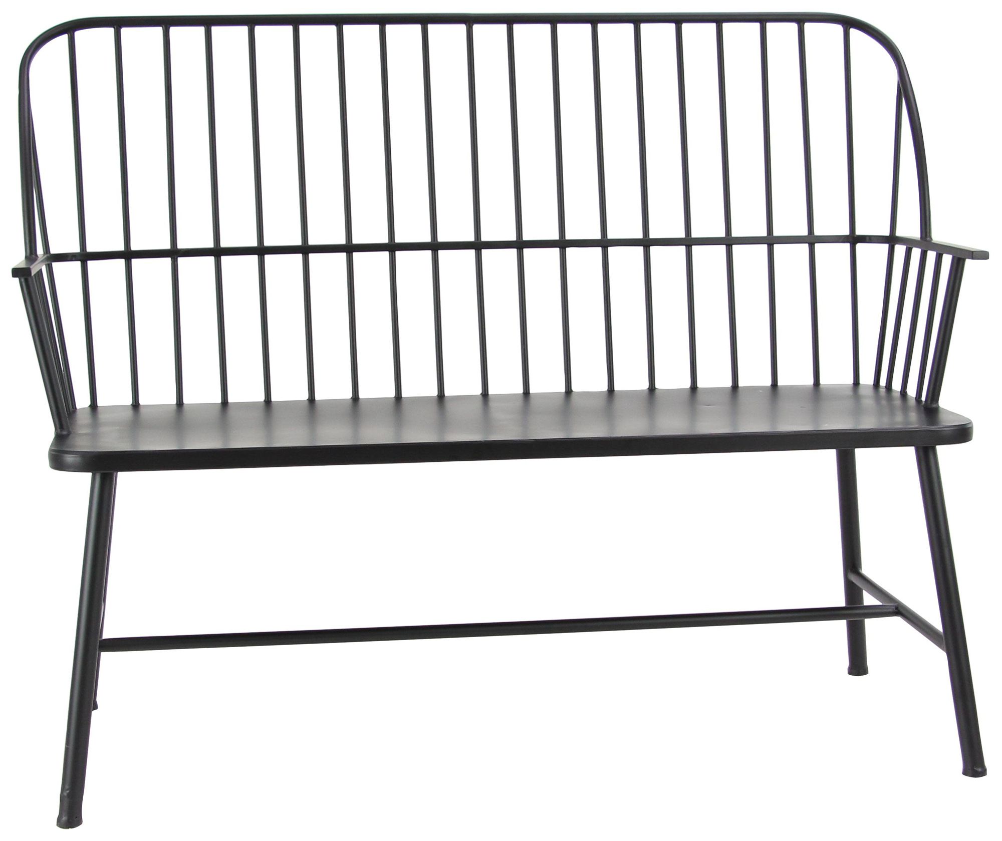 Image 2 Black Metal Farmhouse Outdoor Bench, 48" x 19" x 38"